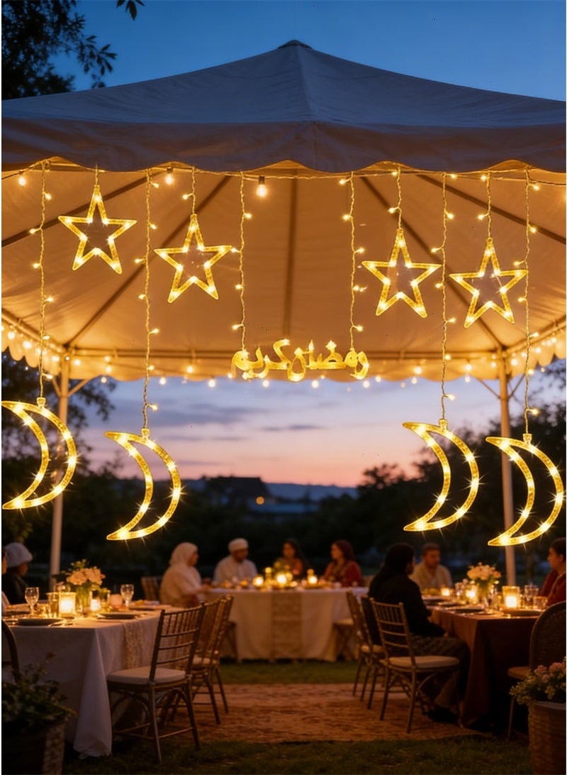 زينة رمضان ، نجمة القمر الجنية سلسلة أضواء ، رمضان كارين أضواء في الهواء الطلق ، 8 طرق الإضاءة لعيد الديكور المنزل - Image 1